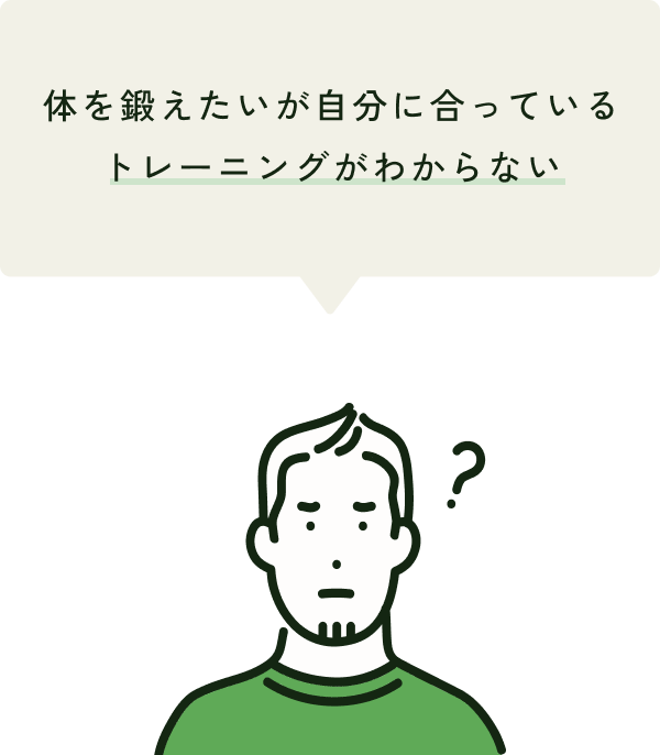 体を鍛えたいが自分に合っている
トレーニングがわからない